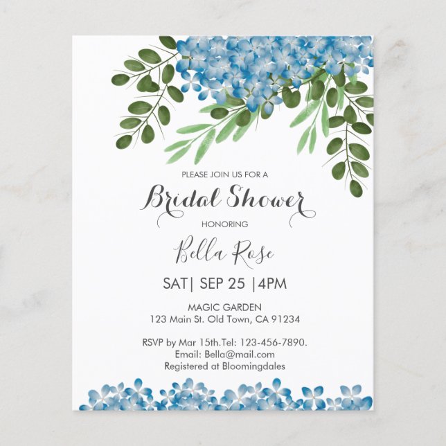 Budget Blue Hydrangeas Bridal Shower (Voorkant)