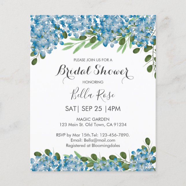 Budget Blue Hydrangeas Bridal Shower (Voorkant)