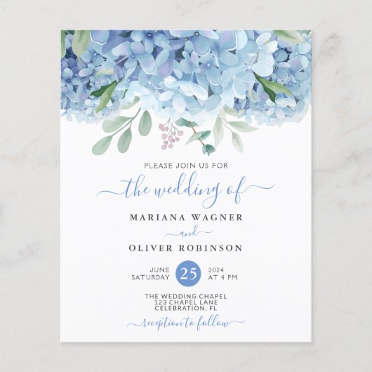 Budget Blue Hydrangeas Floral Wedding (Voorkant)