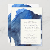 Budget Blue Indigo Abstracte Waterverf Wedding (Voorkant / Achterkant)