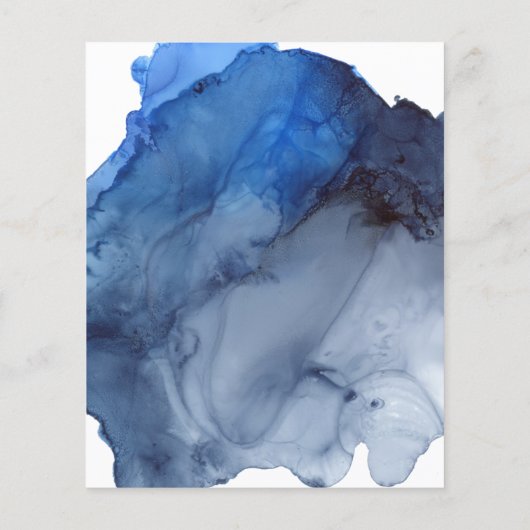 Budget Blue Indigo Abstracte Waterverf Wedding (Achterkant)