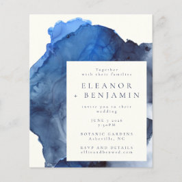 Budget Blue Indigo Abstracte Waterverf Wedding