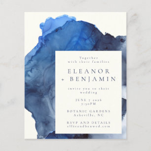 Budget Blue Indigo Abstracte Waterverf Wedding