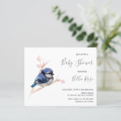 Budget Blue Jay Bird Baby shower Uitnodiging (Staand voorkant)