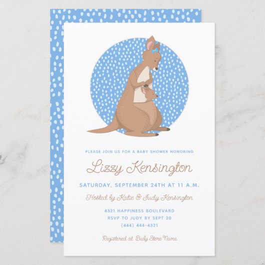 Budget Blue Kangaroo Boy Baby shower (Voorkant / Achterkant)