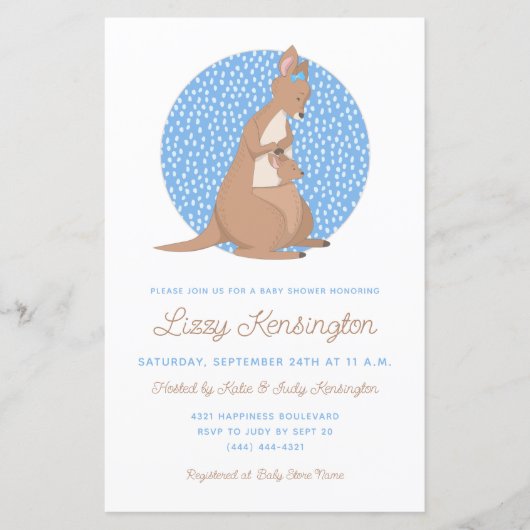 Budget Blue Kangaroo Boy Baby shower (Voorkant)