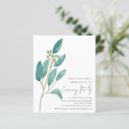 Budget Blue Leaves Wedding Evening Party (Staand voorkant)