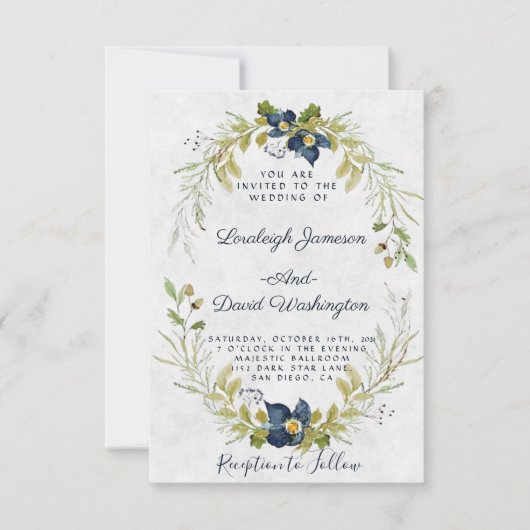 Budget Blue lijst bruiloft Kaart (Voorkant)