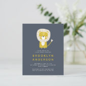 BUDGET Blue Lion Boy Baby shower Uitnodiging (Staand voorkant)