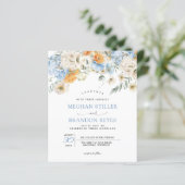 Budget - Blue Marigold Wild Flowers Wedding Invite (Staand voorkant)