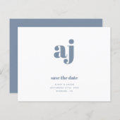 BUDGET Blue Monogram Weddenschap Save the Date (Voorkant / Achterkant)