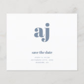 BUDGET Blue Monogram Weddenschap Save the Date (Voorkant)