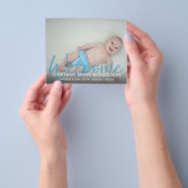 Budget Blue Mul Photo Welcome Birth Announce Flyer (Hand)