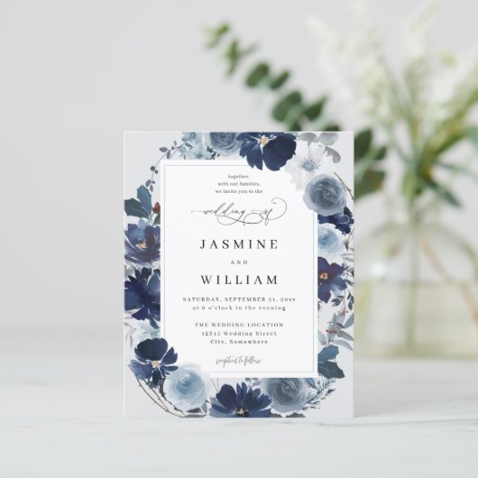 Budget Blue & Navy Floral op Light Blue Wedding (Staand voorkant)