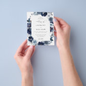 Budget Blue & Navy Floral Wedding Flyer (Hand)