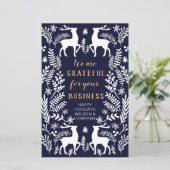 Budget Blue Nordic Reindeer Business Holiday Card (Staand voorkant)