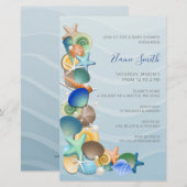 Budget Blue Ocean Beach Baby Shower-uitnodigingen (Voorkant / Achterkant)