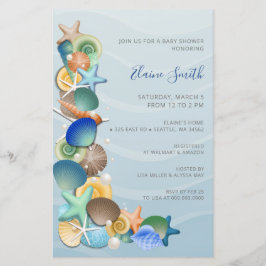 Budget Blue Ocean Beach Baby Shower-uitnodigingen
