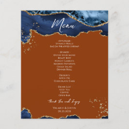 Budget Blue Oranje Agate Wedding Menu Flyer