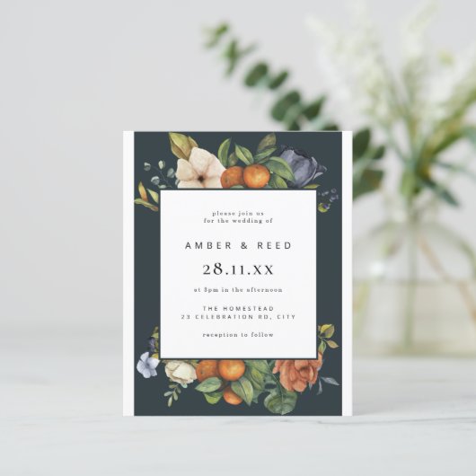 Budget Blue Oranje Summer Botanical Boho Wedding (Staand voorkant)