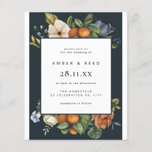 Budget Blue Oranje Summer Botanical Boho Wedding