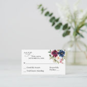 Budget Blue Paars & White Floral 2SM No Meal RSVP Informatiekaartje (Staand voorkant)
