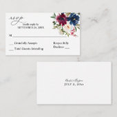 Budget Blue Paars & White Floral 2SM No Meal RSVP Informatiekaartje (Voorkant / Achterkant)