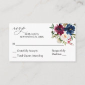 Budget Blue Paars & White Floral 2SM No Meal RSVP Informatiekaartje (Voorkant)