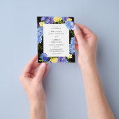 Budget Blue Paars & Yellow Floral Wedding - Black Flyer (Hand)