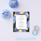 Budget Blue Paars & Yellow Floral Wedding - Black Flyer (Enkel)