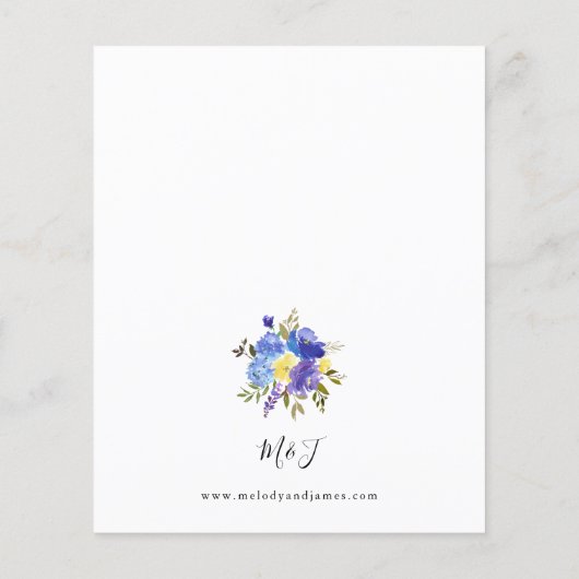 Budget Blue Paars & Yellow Floral Wedding Flyer (Achterkant)