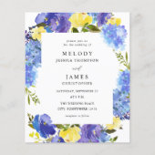 Budget Blue Paars & Yellow Floral Wedding Flyer (Voorkant)