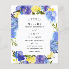 Budget Blue Paars & Yellow Floral Wedding Flyer