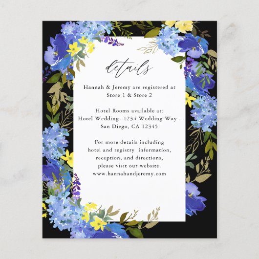 Budget Blue Paars & Yellow Floral - zwart Flyer (Voorkant)