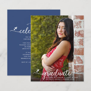 Budget Blue Photo Afstuderen Invitation