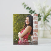 Budget Blue Photo Afstuderen Invitation (Staand voorkant)