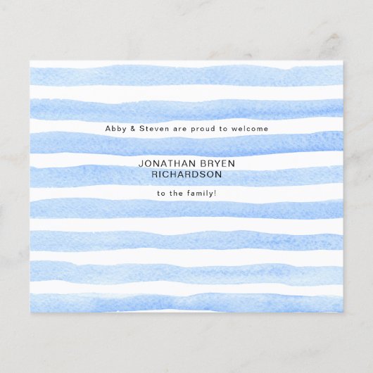 Budget Blue Photo Welcome Birth Announement Flyer (Achterkant)