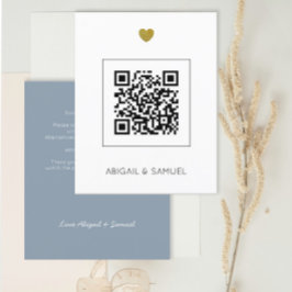 Budget Blue QR Code All in One Weduwen Uitnodiging