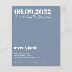 Budget Blue QR Code Weduwen Uitnodiging