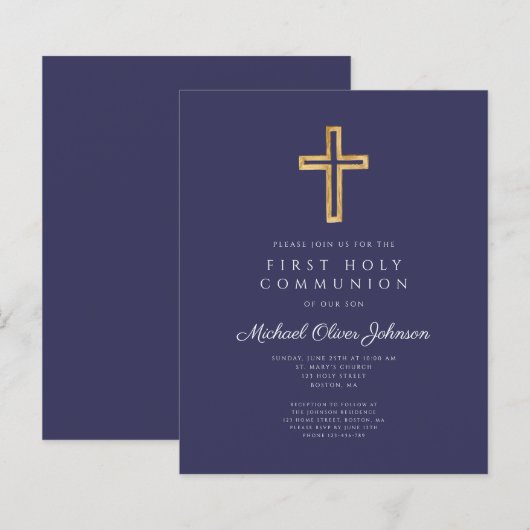 Budget Blue Religious Cross Boy First Community (Voorkant / Achterkant)