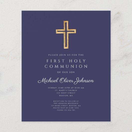 Budget Blue Religious Cross Boy First Community (Voorkant)