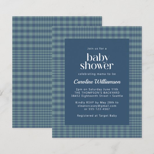 Budget Blue Retro Glen Play Baby shower (Voorkant / Achterkant)