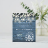 Budget Blue Rustic Licht Mason Jar Wedding Invite (Staand voorkant)