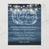 Budget Blue Rustic Wood String Light Wedding (Voorkant)