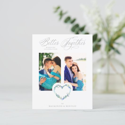 Budget Blue Shades Grey Floral Heart 2 Photos  (Staand voorkant)