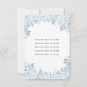 Budget Blue Silver Floral Princess Quinceañera Notitiekaartje (Achterkant)