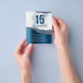 BUDGET Blue Silver Foil Glitter Quinceanera 15th F Flyer (Hand)