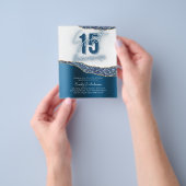 BUDGET Blue Silver Foil Glitter Quinceanera 15th Flyer (Hand)