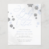 Budget Blue & Silver Sneeuwvlok Winter Baby shower (Voorkant)