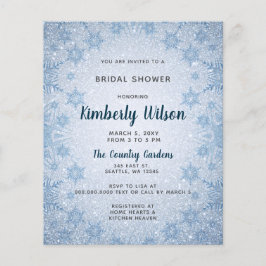 Budget Blue Snowflakes Bridal Shower Uitnodiging